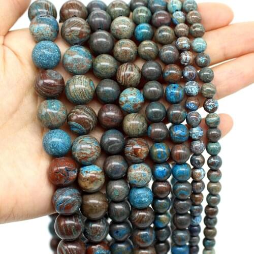 Oameusa 6mm 8mm 10mm 12mm Round Blue-vein Stone Agates Beads DIY Earrings Rings Necklace Charms For Women