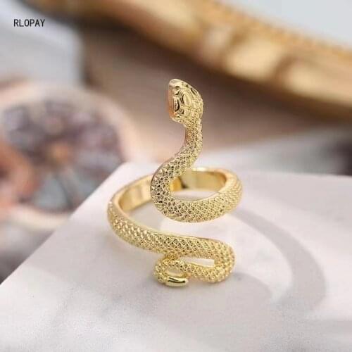 Copper Ancient Trendy Snake Forefinger Ring Turkish Fashion Celebrity Party Ring Gold Plating Jewelry Rings for Couple