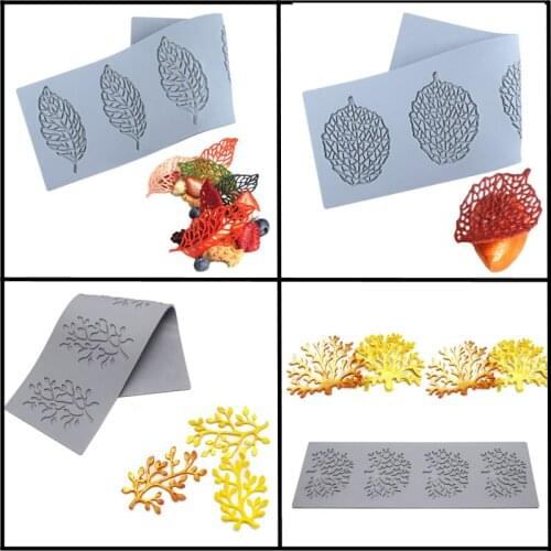 Meibum 5 Types Fondant Cake Mold Decorating Tools Leaf Silicone Lace Mat Gumpaste Chocolate Molds Sugarcraft Baking Tool
