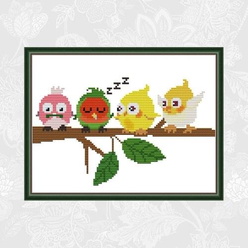 Parrot on the Treetop Cross Stitch Kits Aida 14CT 11CT Counted Printed Canvas Stitches Embroidery Handmade Needlework Sets