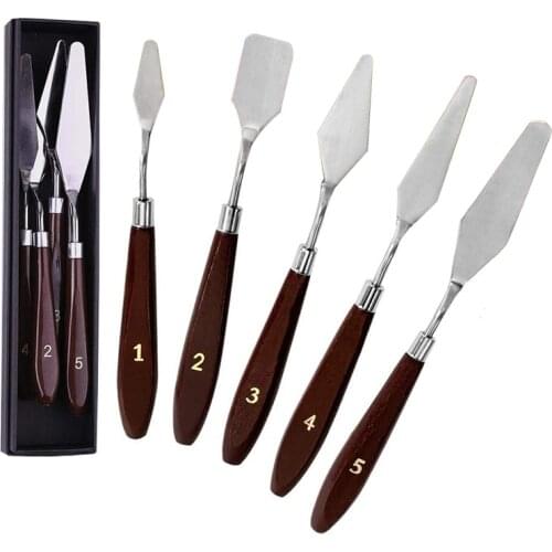 LMDZ 5Pieces Leather craft ToolPalette Oil Mix Painter Paint Tool Scraper Knife Texture Artist Art Draw Painting Kit