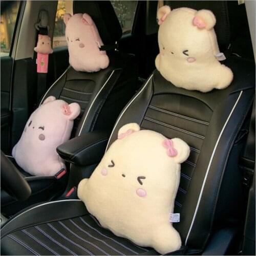 2021 New Plush Cloud Little Bear Pillow Creative Cartoon Seat Belt Cover Home Car Office Waist Neckpillow Interior Decoration