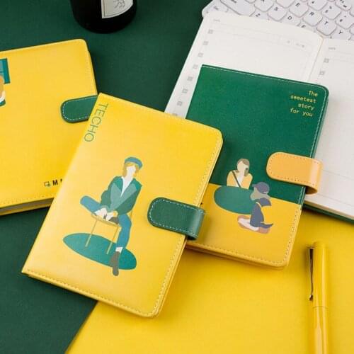 2021 New Magnetic Buckle Leather Hand Ledger Diary Notebook Simple and Fresh 112 Sheets Notebook Journal Korean Stationery