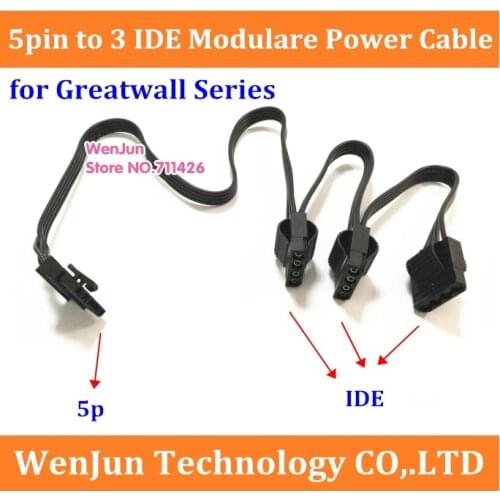 NEW 5Pin Male 1 to 3 IDE Molex 4PIN Modular Power Supply Adapter Cable for OCZ ZT/Great wall GW-EPS1000DA GW-EPS1250DA