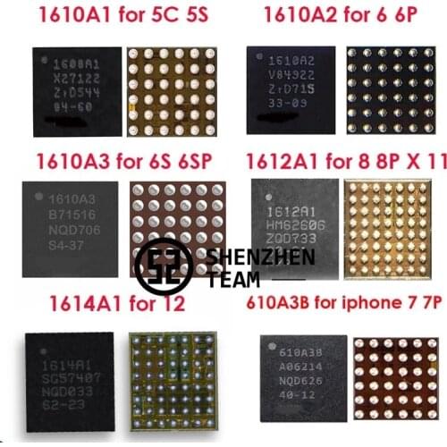 10PCS Original U2 charging tristar ic 1610A1 1610A3 610A3B 1612A1 1614A1 IC for iPhone 5S/6/6P/7/7P/8/8P/X/XS/11/12 U2 IC USB