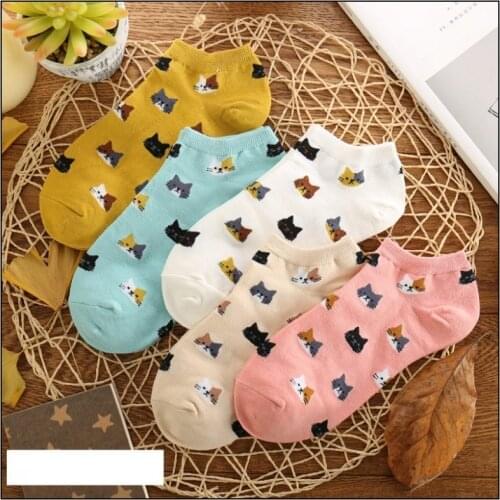 PEONFLY Cartoon Socks Woman Fashion Womens Socks Classic Brand All-Match Sock Cotton Woman Summer 5pair/lot