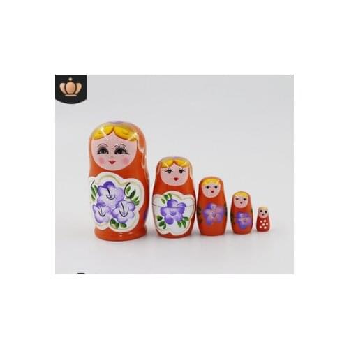 Russian hand-painted five-layer nesting dolls