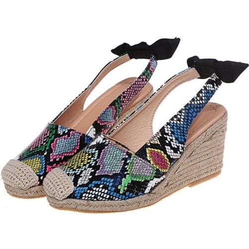 Women Sandals Shoes Breathable New Summer Fashion Butterfly-Knot Wedges High Heels 8 CM Pumps Lady Casual Plus Size 35-43
