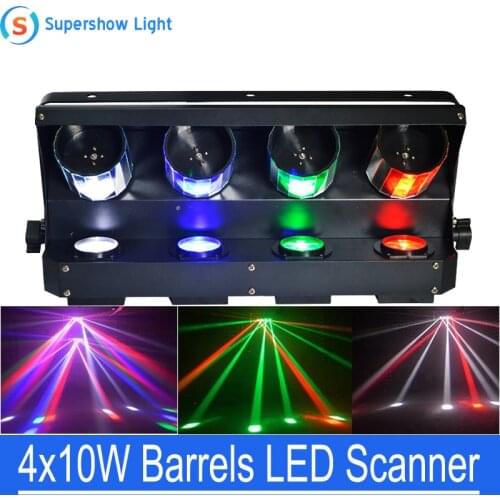 4-head DMX Barrel Mirrored Scanner 4x10W 4in1 RGBW Quad Color Moving Head Stage Light Professional DJ Bar Party Lights