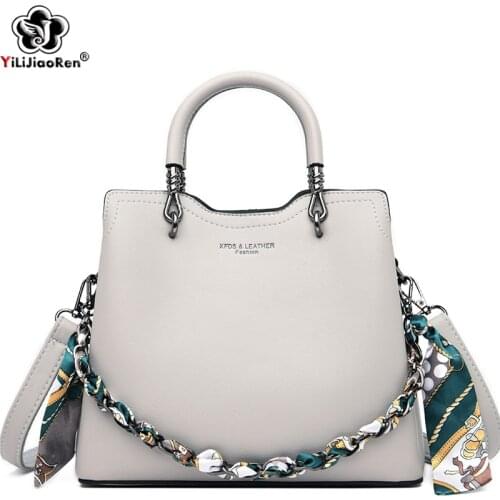 Fashion Scarves Handbag Women Soft Leather Tote Bag Luxury Brand Chains Shoulder Bag Female Luxury Handbags Women Bags Designer