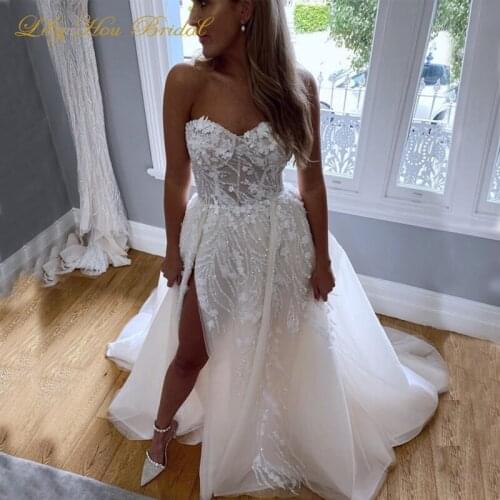 2020 vestido de novia Sweetheart Sleeveless A-line Wedding Dress Sparkly Sequins Appliques Bridal Gowns