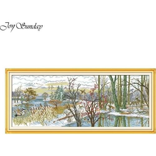 Beautiful Lake Counted Cross Stitch 11CT 14CT Cross Stitch Landscape Patterns Cross Stitch Kits for Embroidery Wall Home Decor