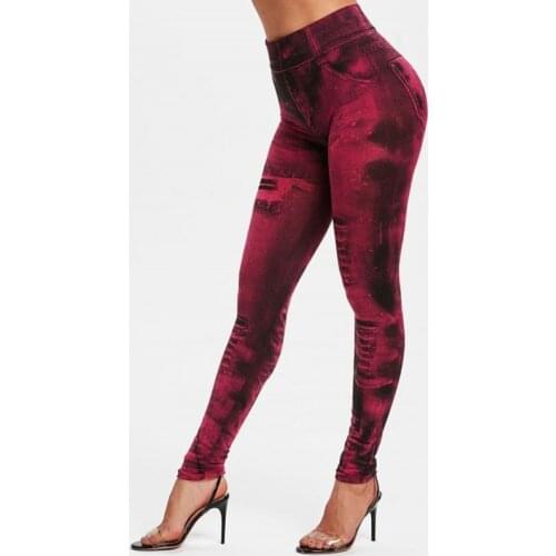 Women Fake Jeans Leggings Sexy Push Up Seamless High Waist Warm Spring Elastic Faux Denim Super Stretchy Skinny Jeggings Pants