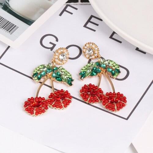 Plant Design Woman Trend Earrings Zircon Colorful Rhinestone Drop Dangle Earrings For Women 2021 School Hanging Ear Ring Za