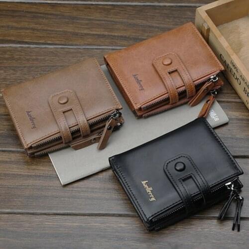 Hasp PU Leather Men Wallet Coin Pocket Purse Small Zipper Card Holder Chain Purse Gift Walet For Women