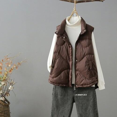 Women Winter Stand Collar Waistcoat Duck Down Vest Autumn Down Vest Black Stand Collar Gilet Sleeveless Puffer Parkas Female