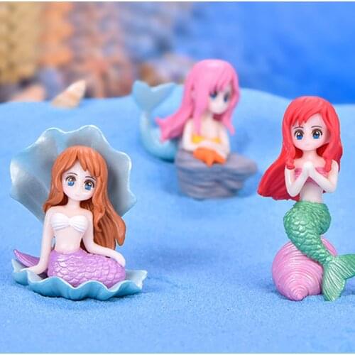 1Pc Mermaid Cake Decor Mermaid Figurines Under the Sea Girl Shell Princess Micro Decoration DIY Aquarium Fish Tank Decor