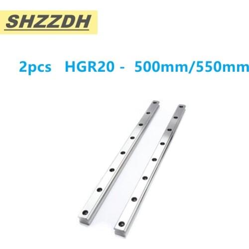 2PCS HGR20 length 500mm 550mm precision linear guide rail, used for HGH20CA / HGW20CC slider CNC engraving machine accessories