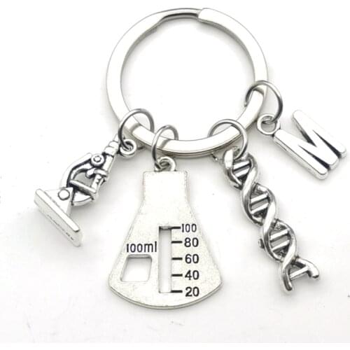 2021 Doctor Molecular DNA Microscope Keychain Science Microscope Equipment for Medicine School Gift Jewelry Letter Keyring