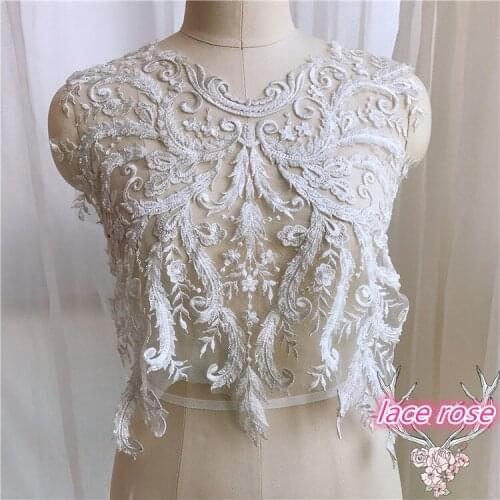 Patch Applique For Wedding Dress Luxury Flower Embroidery Beaded Patch Sewing On Clothing Accessories Diy Decoration Supplies