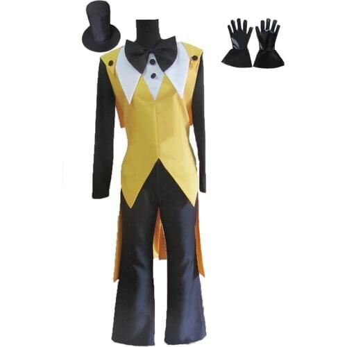 Bill Cipher Cosplay Costume Mystery Attack Outfit Halloween Costumes with hat and gloves