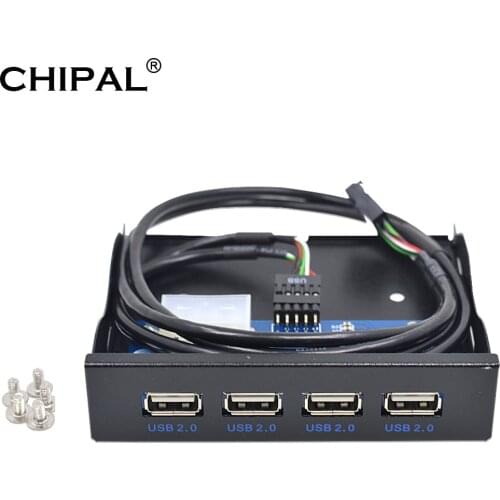 CHIPAL 4 Port USB 2.0 Hub Adapter USB2.0 PC Front Panel Expansion Bracket with 10Pin Cable For Desktop 3.5" Floppy Disk DriveBay