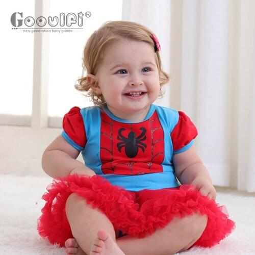 Gooulfi Baby Girl Short Sleeve Romper O-neck Cartoon Superhero Baby Clothes Girl Cotton Summer Fashion Bodysuits for Baby Girl