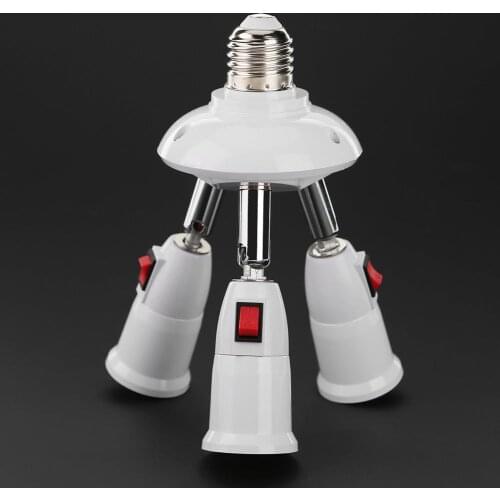 E27 Splitter 3/4 Heads Lamp Base Adjustable LED Light Bulb Holder Adapter Converter Socket