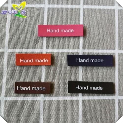 Pu Leather Hand Made Labels For Clothing Leather Handmade Tags Print Logo Leather Label For Gift Tag For Handwork Sewing Label