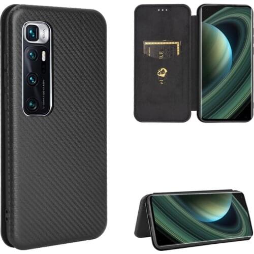 For Xiaomi Mi 10 Ultra Luxury Flip Carbon Fiber Skin Magnetic Adsorption Shockproof Case For Xiaomi Mi 10Ultra Mi10 Phone Bags