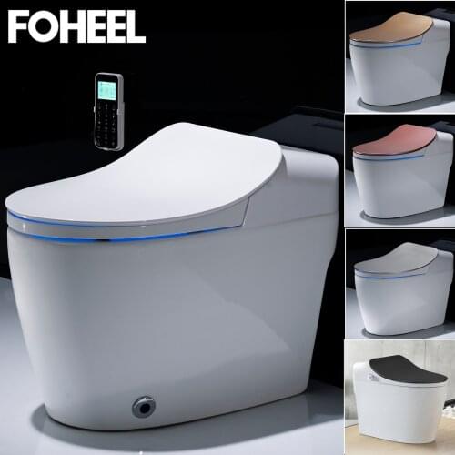 FOHEEL One-Piece Intelligent Toilet Intelligent Toilet WC Elongated Remote Controlled Toilet Integrated Automatic