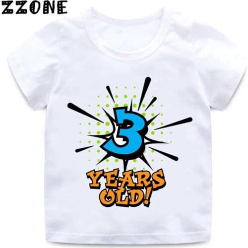 Boys and Girls Birthday Boy Number 1-5 Letter Print T shirt Baby Summer Funny Clothes Kids Birthday Gift Number T-shirt