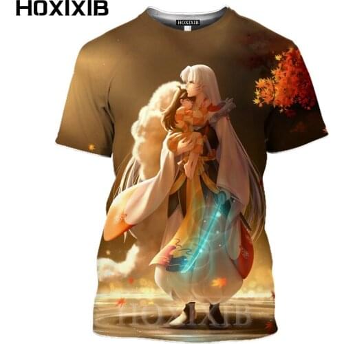 HOXIXIB Anime Tshirt Summer 3D Print Inuyasha T Shirt Men O Neck Cartoons Sesshoumaru Women Pullover Funny Tops Holiday Clothes