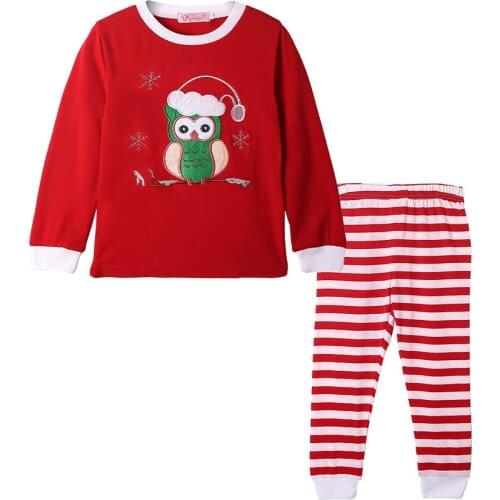 Girl T Shirt Pants Set Outfit 2021 Christmas Owl Cute Striped Casual Homeware Size 18M 24M 2 3 4 5 Years Old for Kids