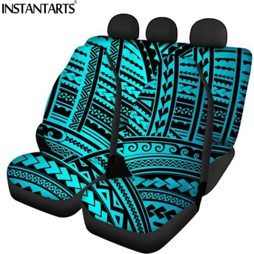 INSTANTARTS Polynesian Tribal Pattern Car Interior Decor Front and Back Car Seat Cushion Comfortable Soft Vehicle Seat Covers
