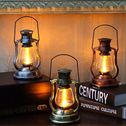 China Retro Solar Kerosene Lamp Lantern Portable Lamp Home Outdoor Courtyard Garden Decoration LED Flame Candle Lamp Solar Led