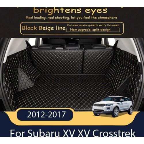 Custom Leather Car Trunk Mats For Subaru XV XV Crosstrek 2012-2017 Rear Trunk Floor Mat Tray Carpet Mud