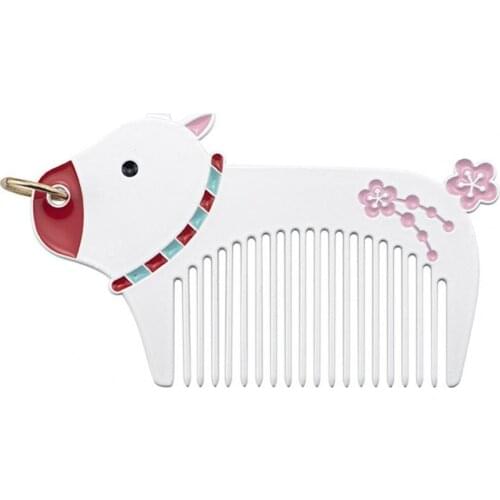 Cartoon Ox Mini Hair Comb Peach Blossom Alloy Portable Hairstyling Tool Gift