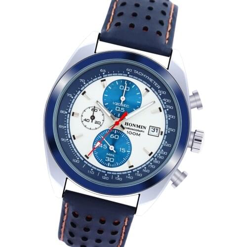 Mens Luxury Automatic Quartz Watch Classic Leather Strap Watch with Gift Box