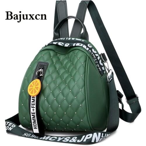 Soft PU leather ladies backpack new rivet decoration young girl student bag luxury designer ladies multifunctional travel bag