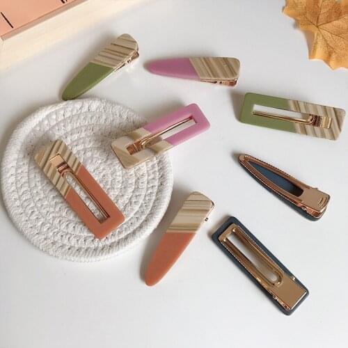 Female Hairpins Two Pice Combination Set Net Red Side Clip Candy Color Barrettes Cute All-match Hair Accessories for Women