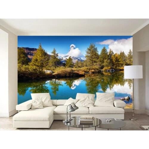 Custom mural 3d photo wallpaper Landscape of snowy mountains, lakes and forests in the Andes wallpaper for walls 3 d in rolls