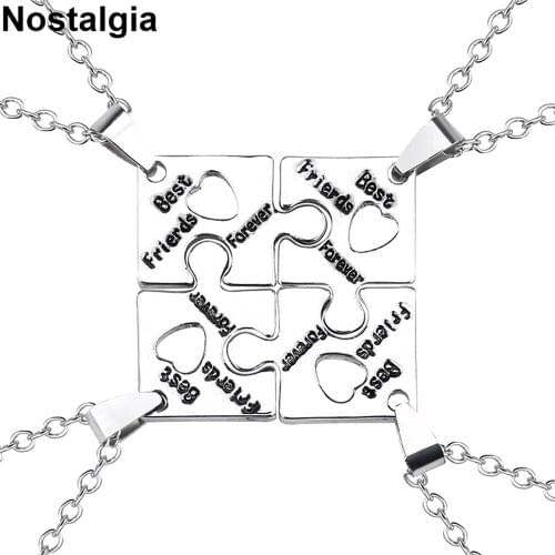 Nostalgia Best Friends Forever Puzzle Piece Pendant Necklace Collier Fantaisie Femme