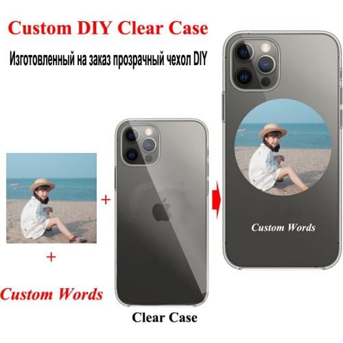 Custom Geometric Photo Case for iPhone 12 Pro Max Mini 11 XS XR SE 2020 X 7 8 6 6S Plus Cover DIY Letters Name 3D Clear Funda