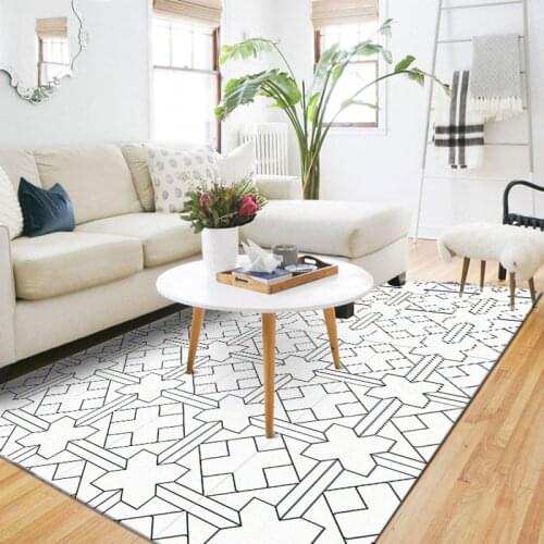 Nordic Style Simple Soft Carpets For Living Room Bedroom Area Rug Black/white Geometric Lattice Pattern Mat/Carpet Home Delicate