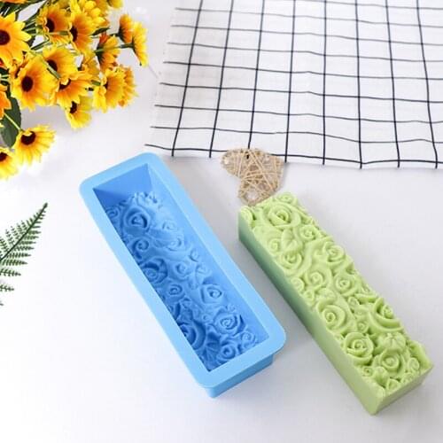 Rectangular Rose Flowers Essential Oil Soap Candle Silicone Mold DIY Handmde Making Decorating