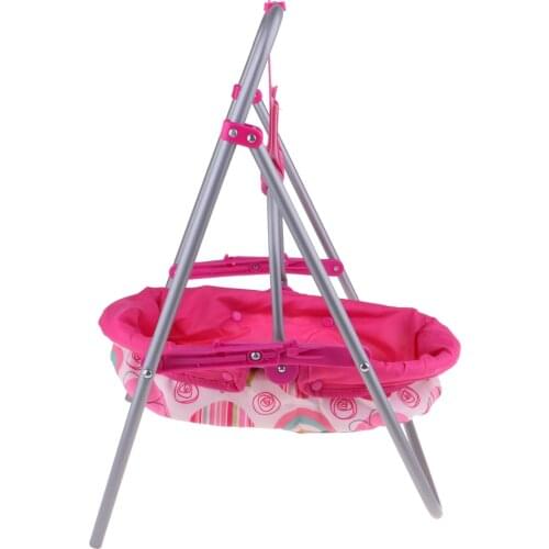 Lifelike Baby Doll ABS Swing Cradle Model Kids Pretend Toy Role Playing Nursery Room Dollhouse Decoration