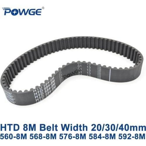 POWGE HTD 8M synchronous belt C=560/568/576/584/592 width 20/30/40mm Teeth 70 71 72 73 74 HTD8M Timing Belt 560-8M 584-8M 592-8M