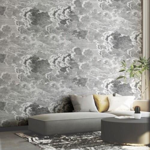 Nordic minimalist black and white cloud sofa TV background wall living room bedroom wallpaper can be customized mural Waterproof