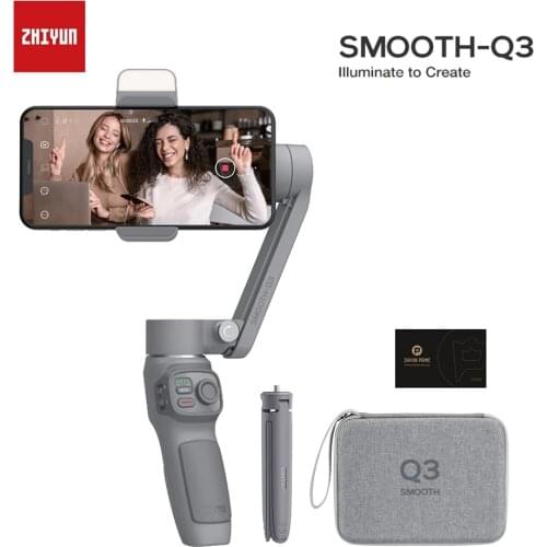 ZHIYUN SMOOTH Q3 3-Axis Phone Gimbal Flexible Handheld Stabilizer With Fill Light for Smartphone iPhone Xiaomi Huawei Android